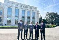 Dewa Sukma (Kiri) bersama Tim Delegasi Banten saat menghadiri sidang ILO di Jenewa Swiss.